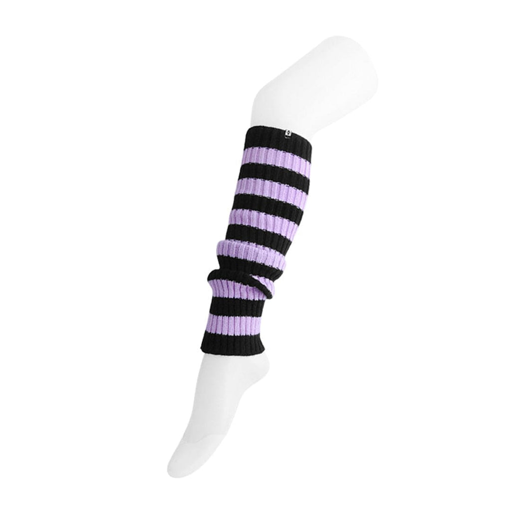 TUK Shoes Leg Warmers Lilac & Black Stripe