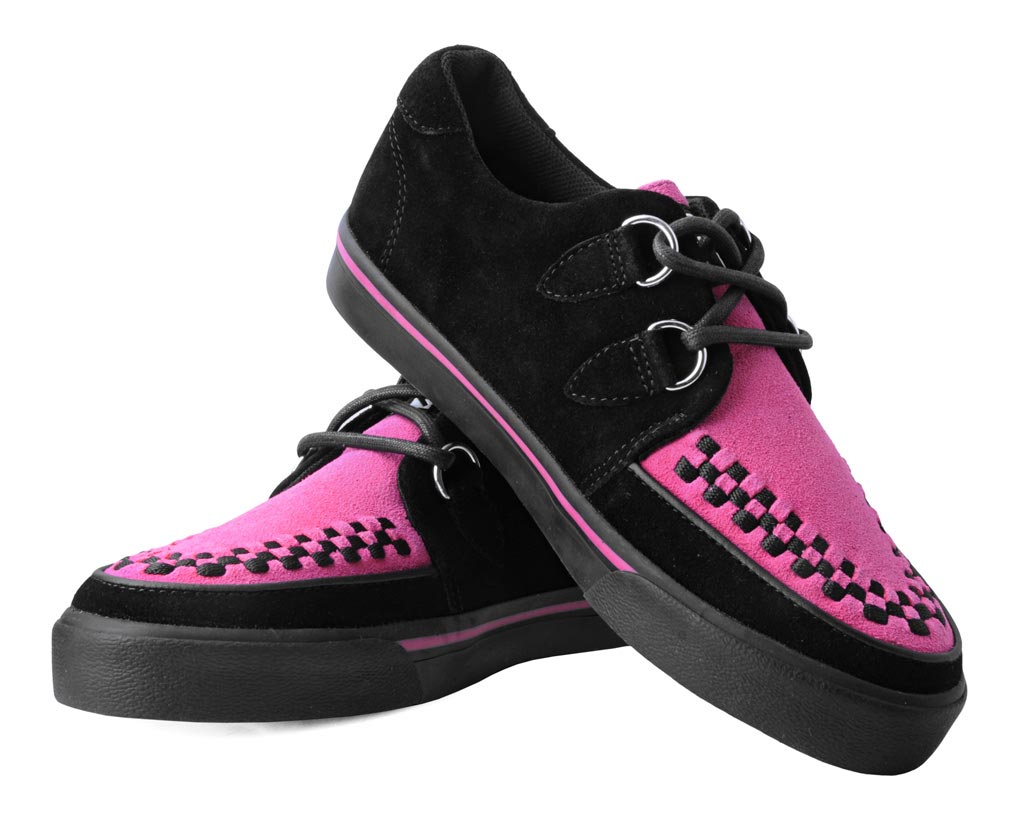 Creeper Sneaker Neon Pink Black Suede T.U.K. Shoes Europe