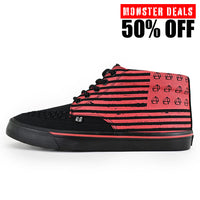 Creeper Sneaker Mid Top Black Canvas & Red Print