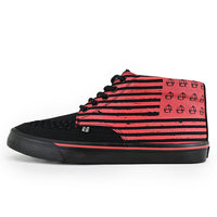 Creeper Sneaker Mid Top Black Canvas & Red Print