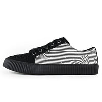 Ribbed Sole Sneaker Black & White Canvas