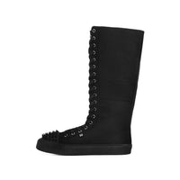 Studded Shell Toe Sneaker Boot Black Canvas
