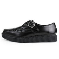 Pointed Creeper Monk Buckle Cuero Negro