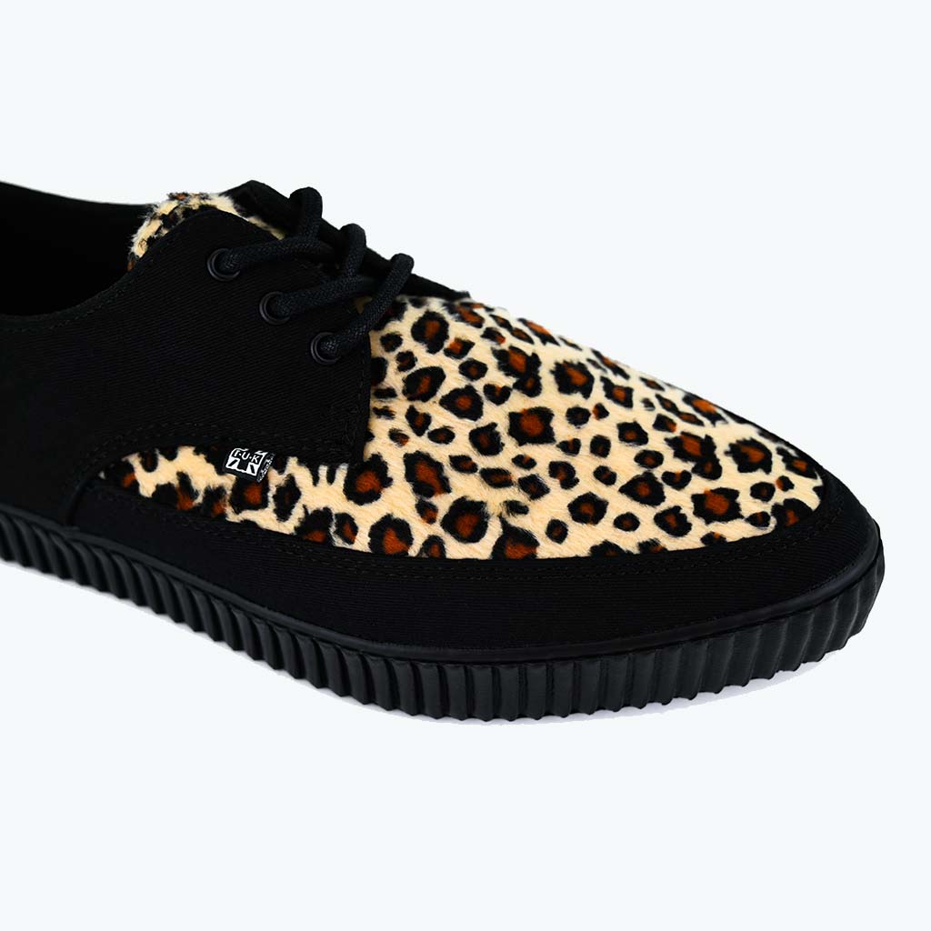 Black Leopard Twill Pointed Toe Lace Up EZC Shoe T.U.K. Shoes Europe