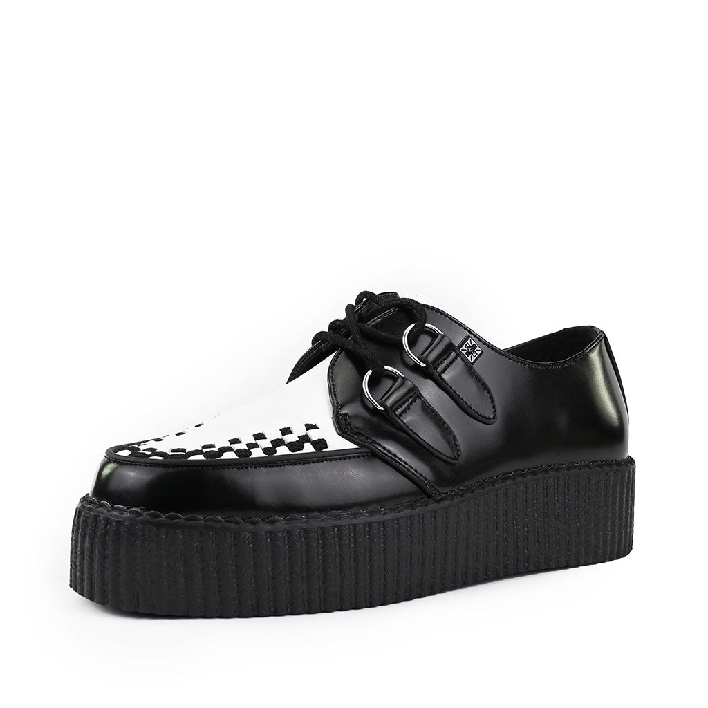 Black White Leather Viva Mondo Creeper Creepers - Main Image