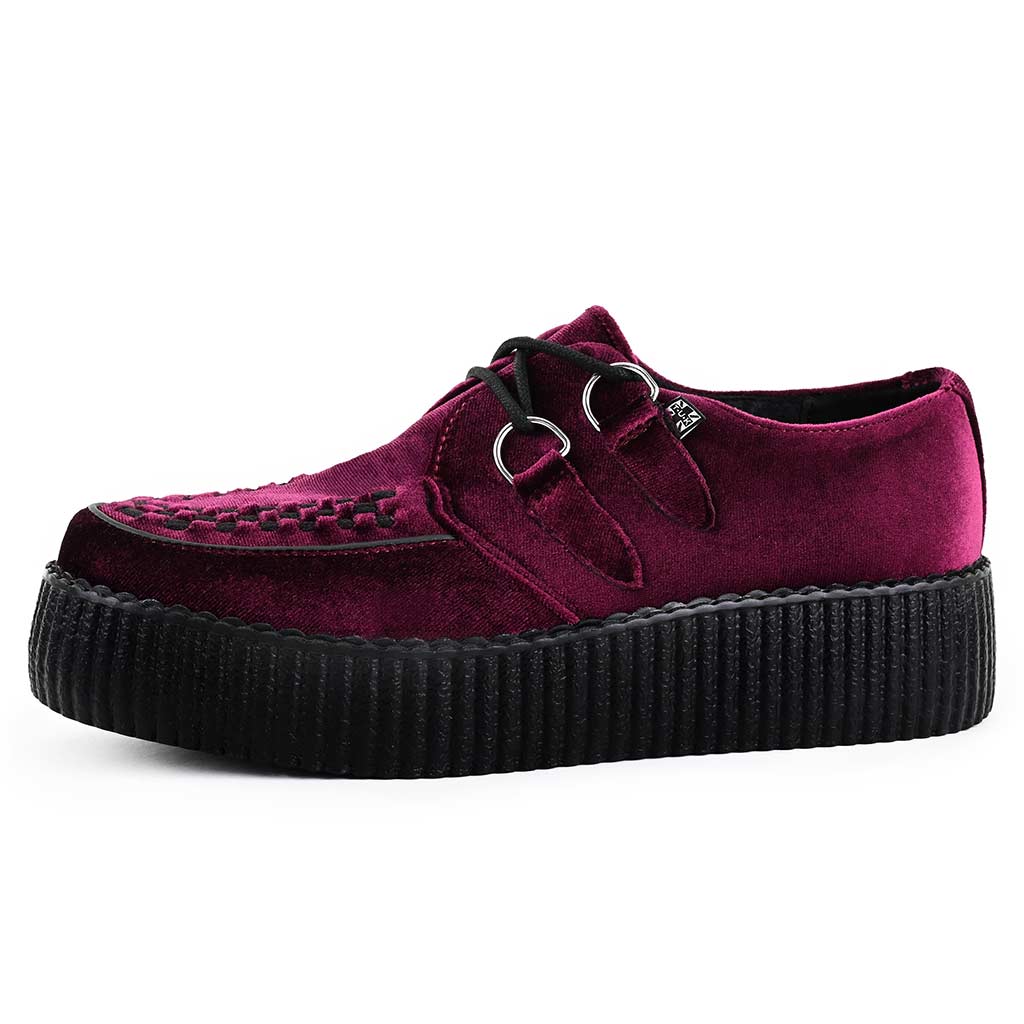 Shoes Burgundy Velvet High Sole Viva Creeper - Main Image