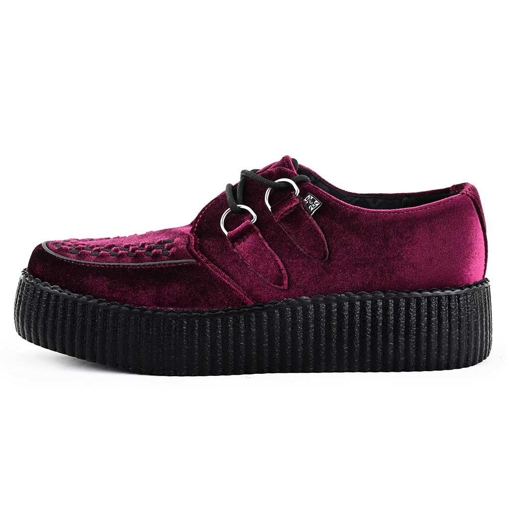 Shoes Burgundy Velvet High Sole Viva Creeper