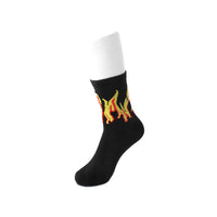Black & Orange Flames Mens Crew Sock