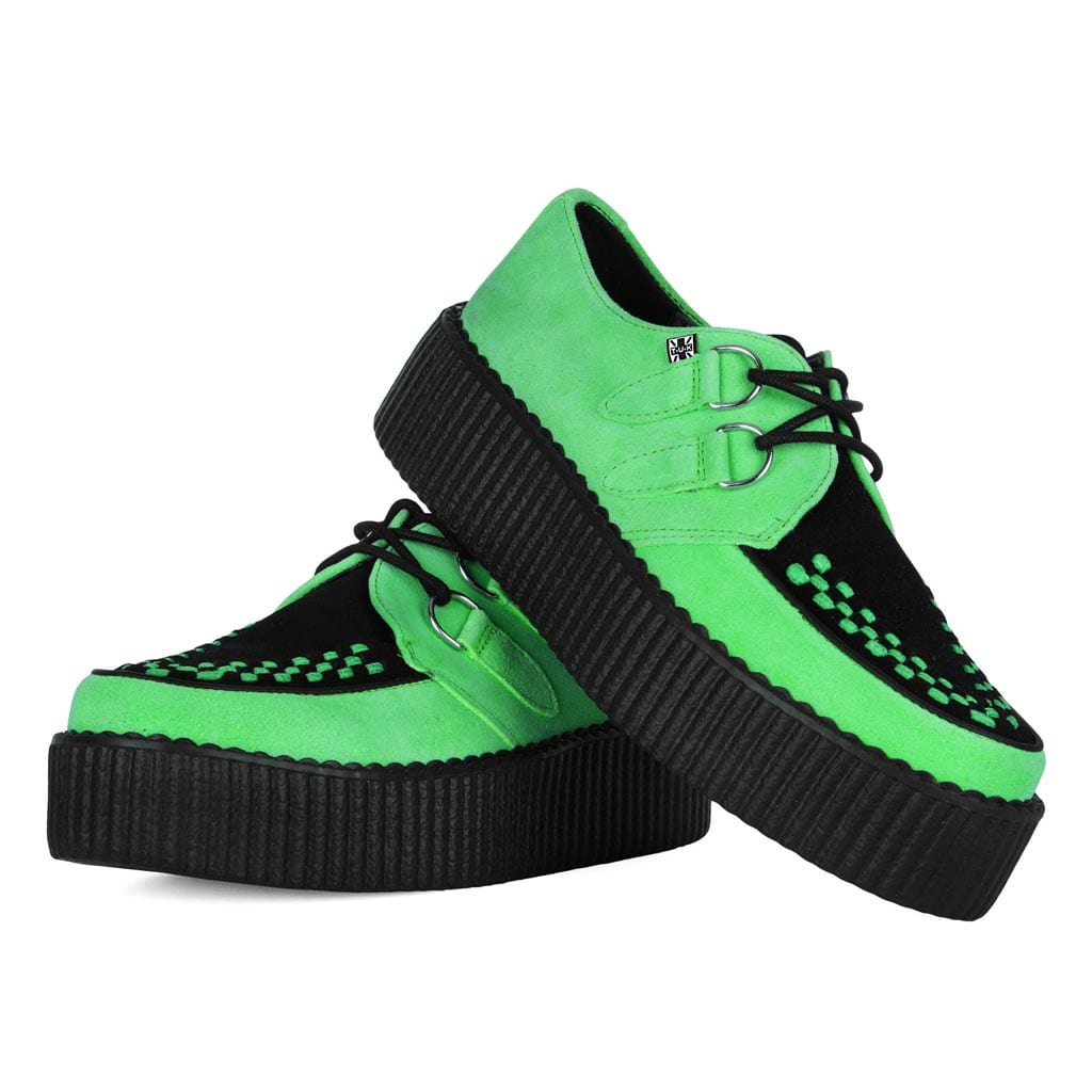 TUK Shoes Viva High Creeper Neon Green Suede
