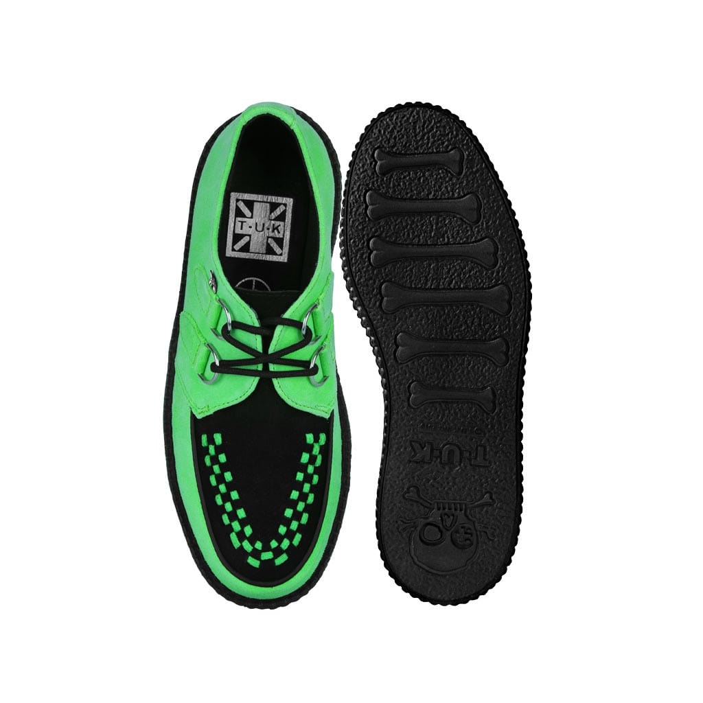 TUK Shoes Viva High Creeper Neon Green Suede