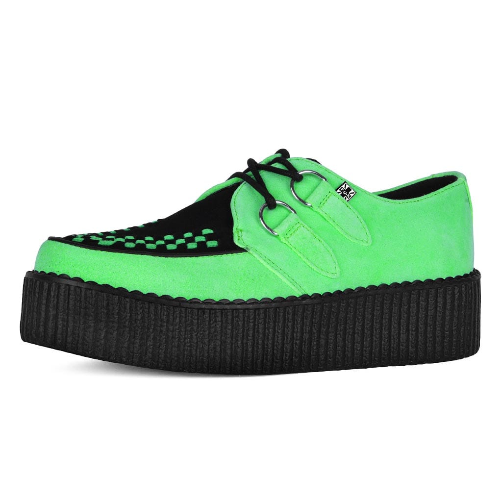 TUK Shoes Viva High Creeper Neon Green Suede