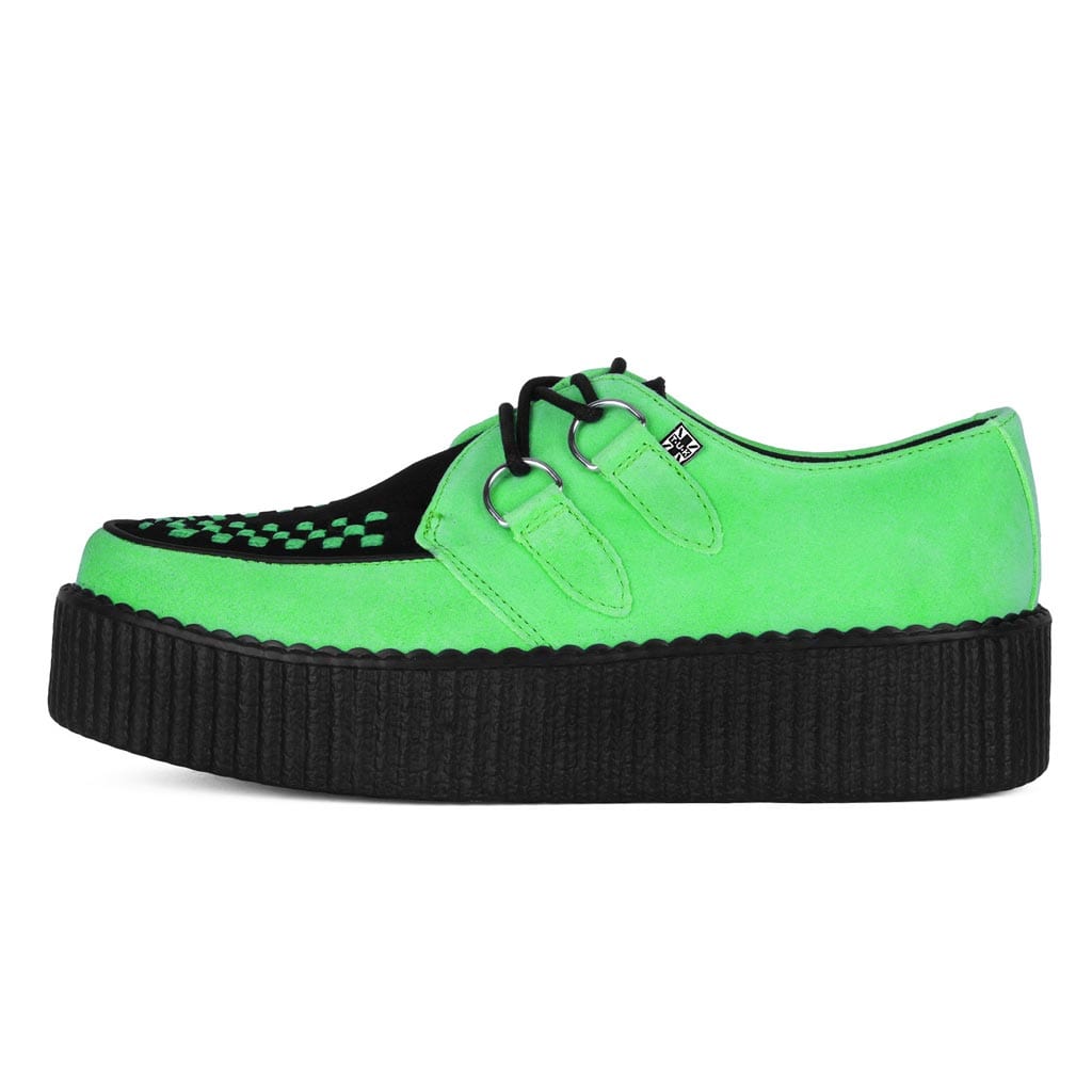 TUK Shoes Viva High Creeper Neon Green Suede