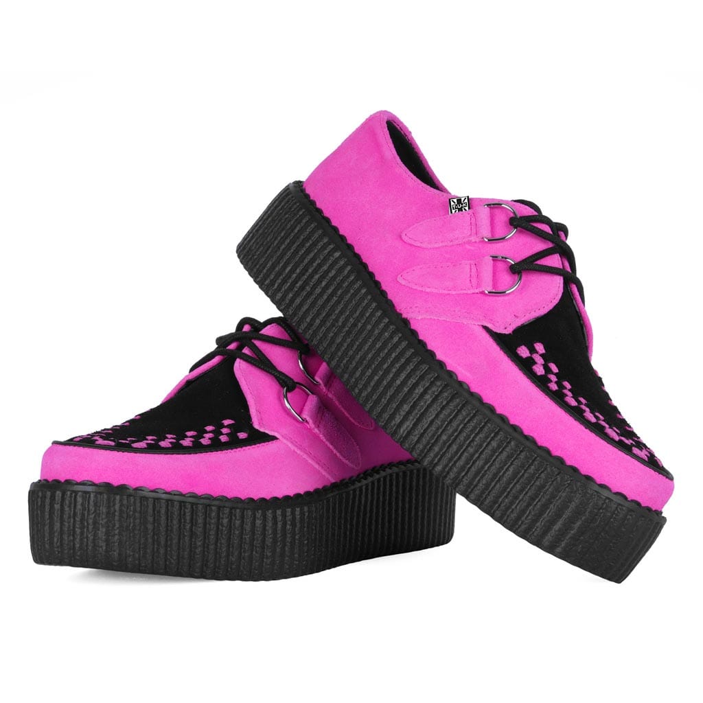 TUK Shoes Viva High Creeper Neon Pink Suede
