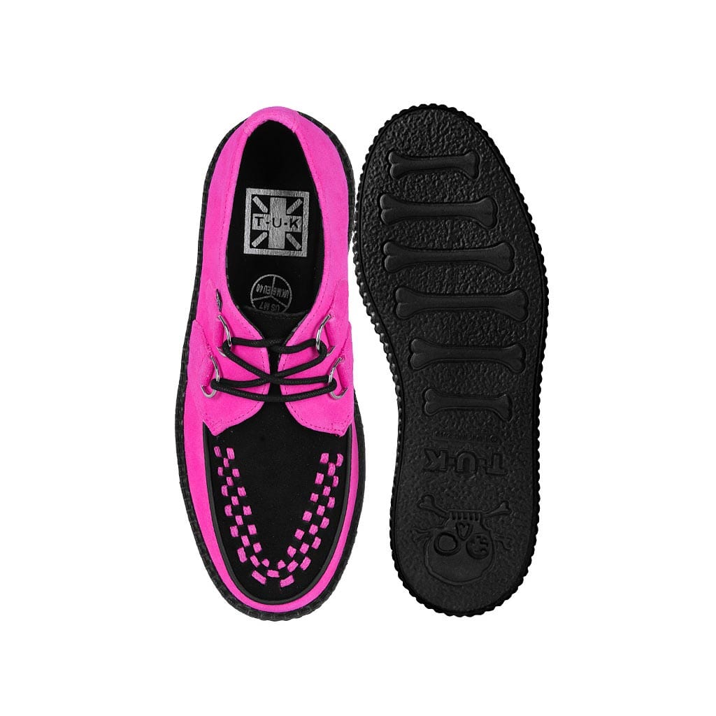 TUK Shoes Viva High Creeper Neon Pink Suede