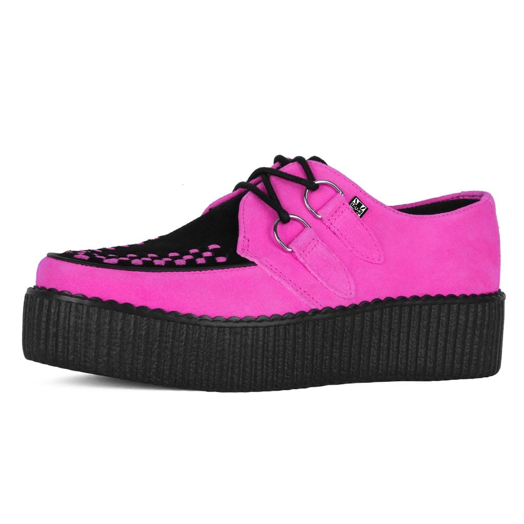 TUK Shoes Viva High Creeper Neon Pink Suede