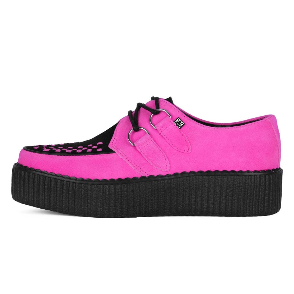 TUK Shoes Viva High Creeper Neon Pink Suede