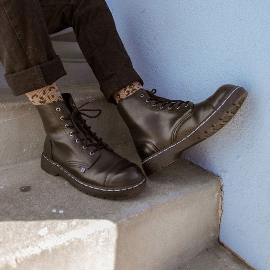 TUK Shoes 1991 Original 7 Eye Combat Boot Vegan Matt Black Vegan Leather