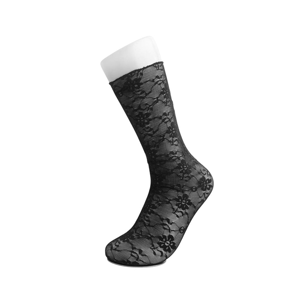 TUK Shoes Crew Sock Black Floral Mesh