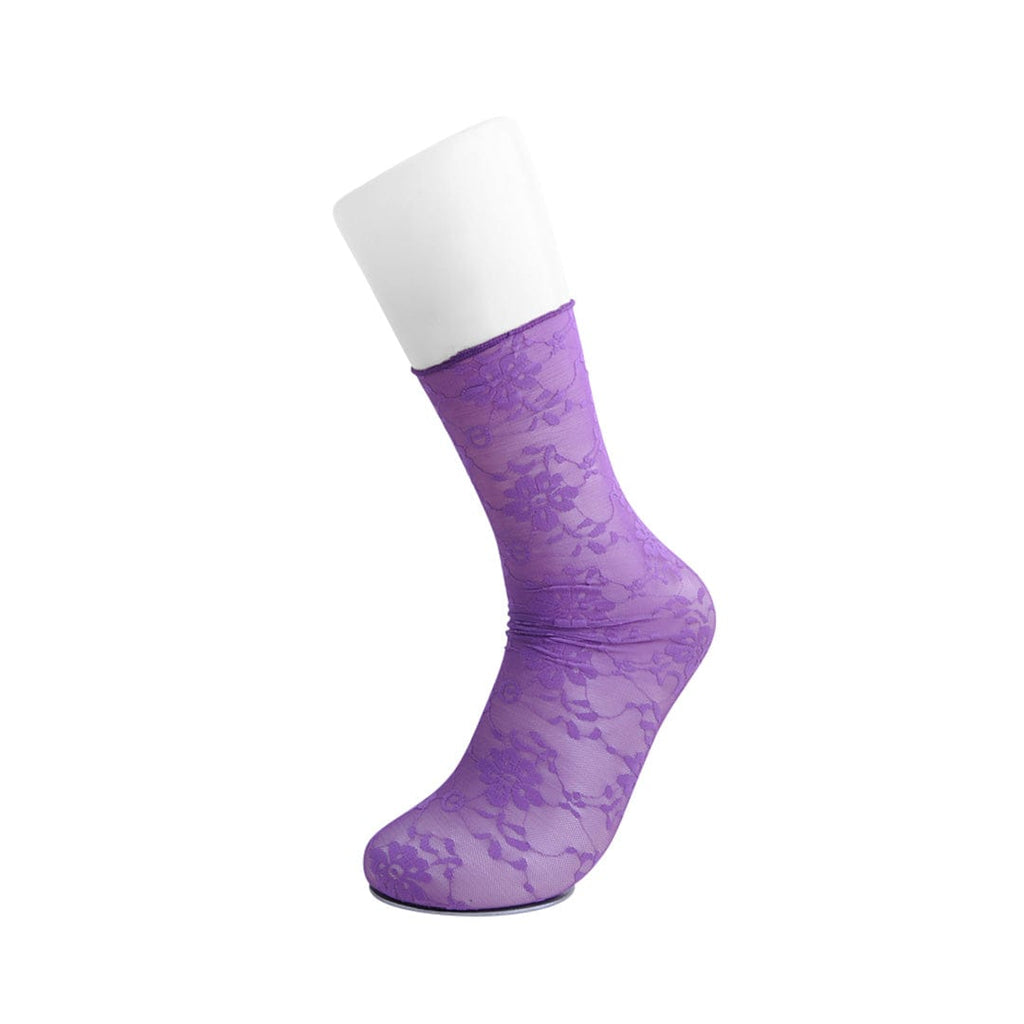 TUK Shoes Crew Sock Purple Floral Mesh