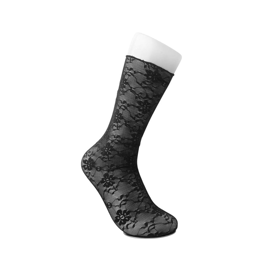 TUK Shoes Crew Sock Black Floral Mesh