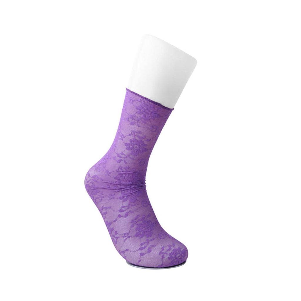 TUK Shoes Crew Sock Purple Floral Mesh