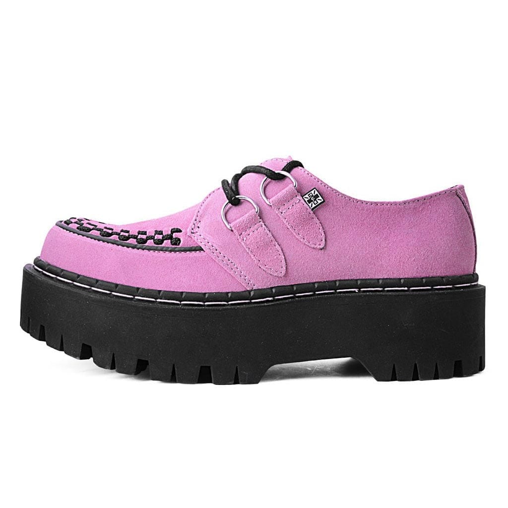 TUK Shoes Double Decker Creeper Pink Suede