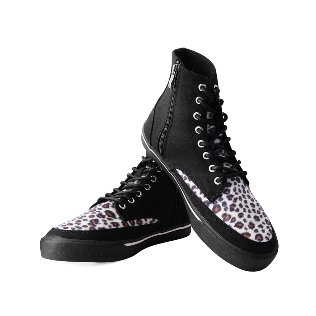 TUK Shoes Creeper Sneaker Hi Top Black/Leopard Canvas