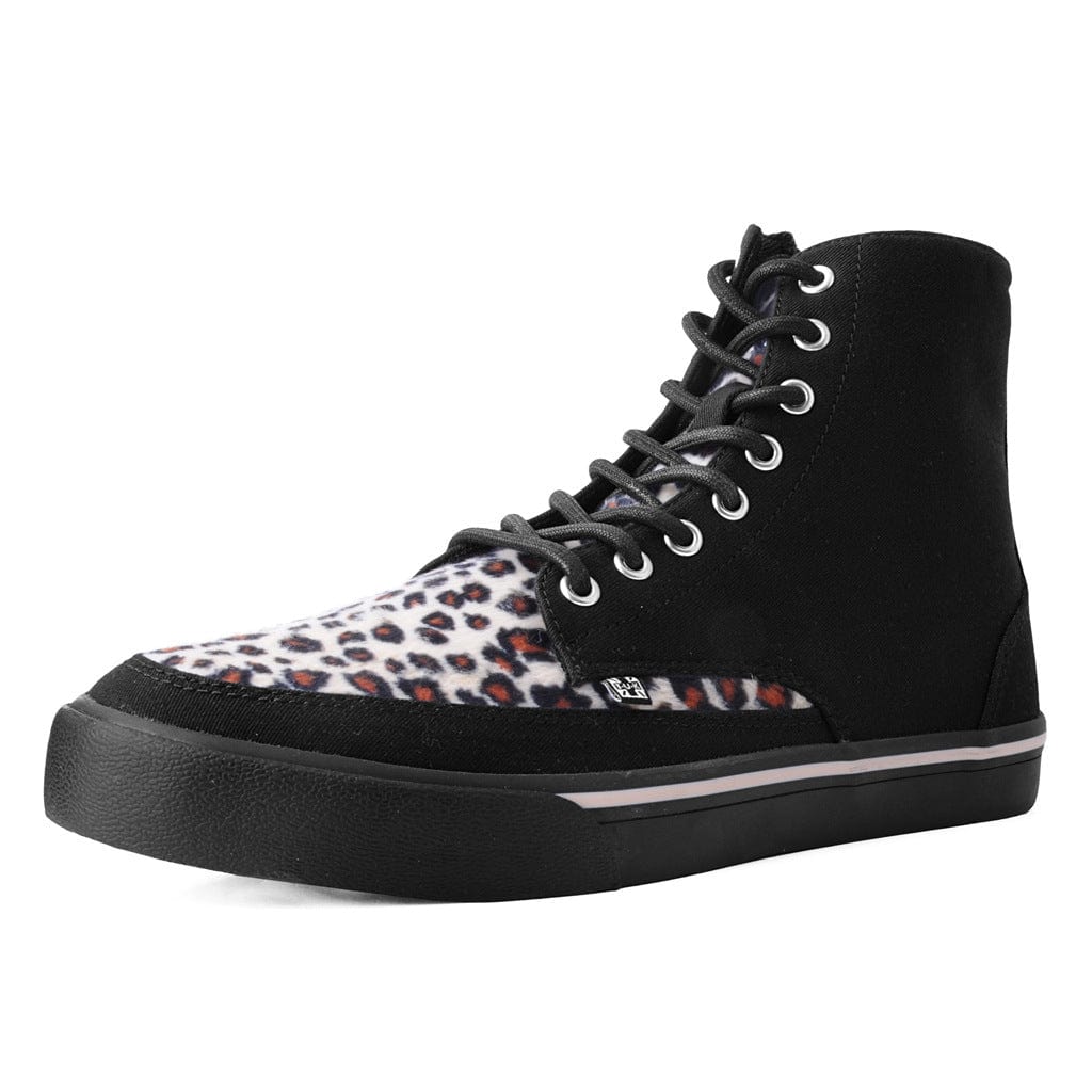 TUK Shoes Creeper Sneaker Hi Top Black/Leopard Canvas