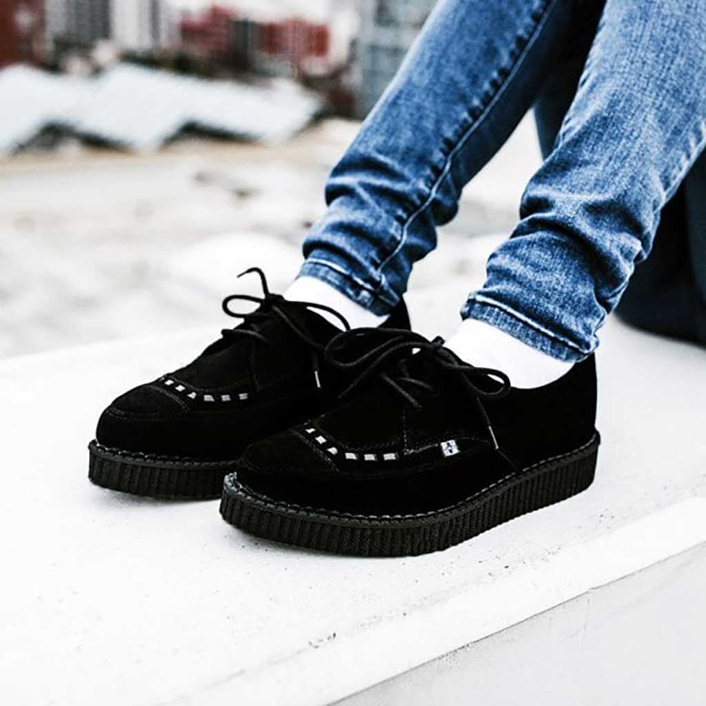 TUK Shoes Pointed Creeper Black Suede