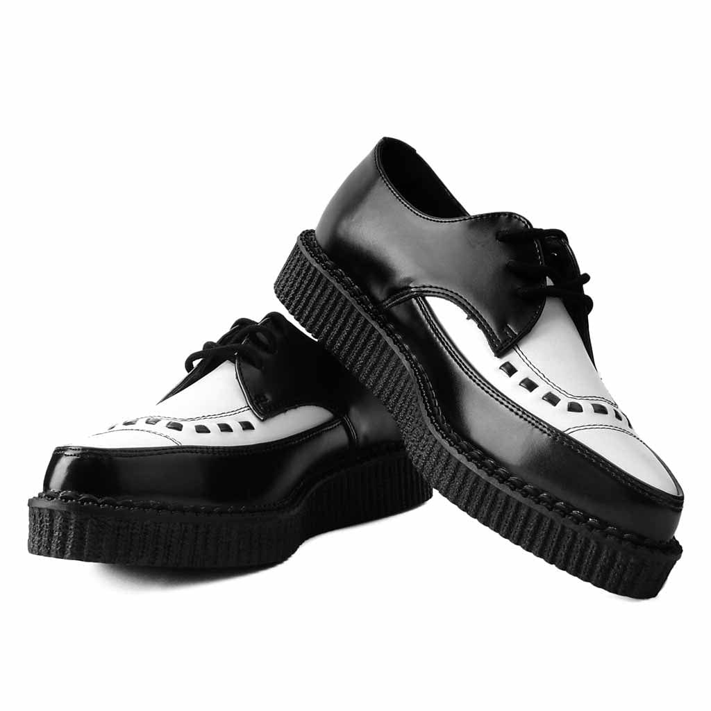 TUK Shoes Pointed Creeper Black & White Leather