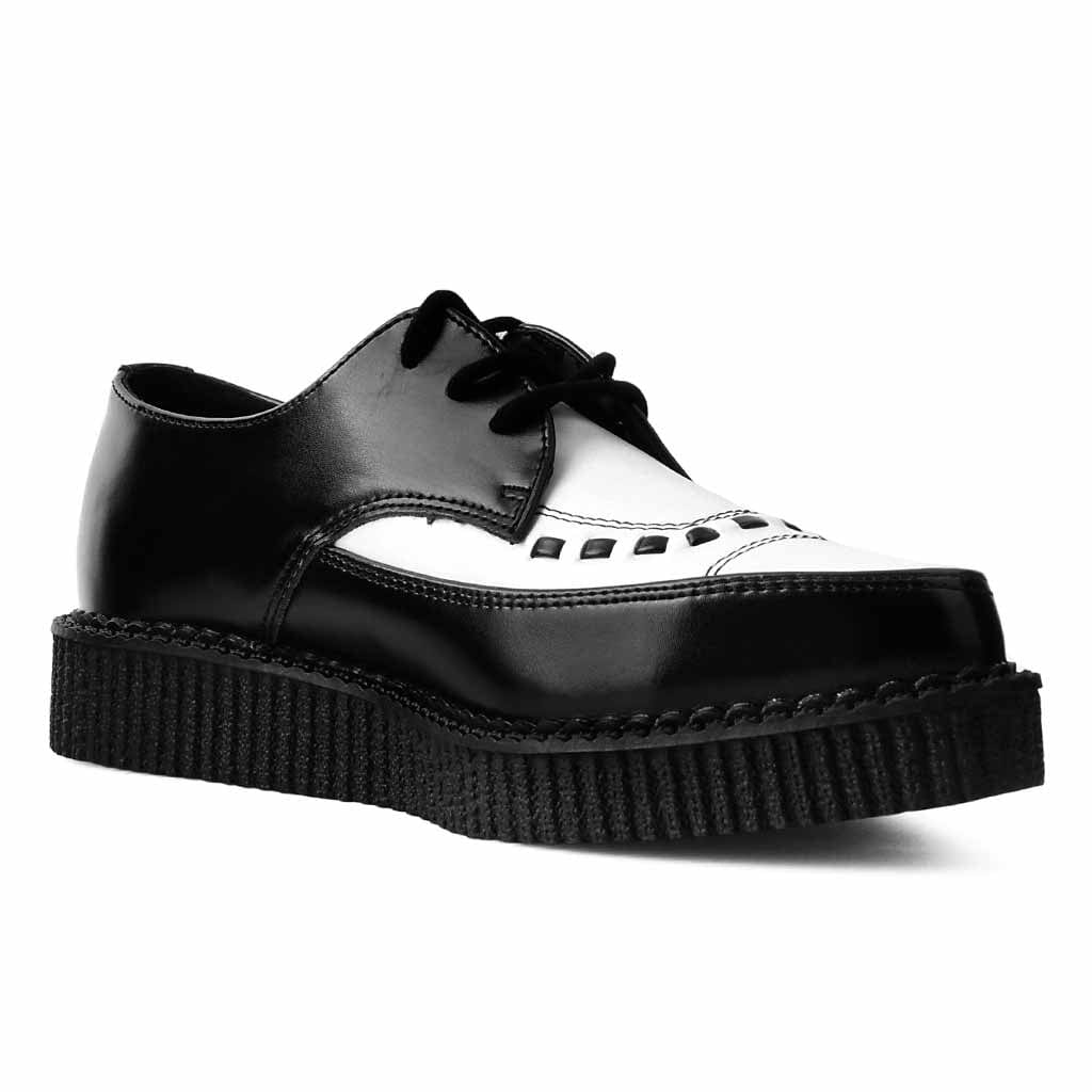 TUK Shoes Pointed Creeper Black & White Leather