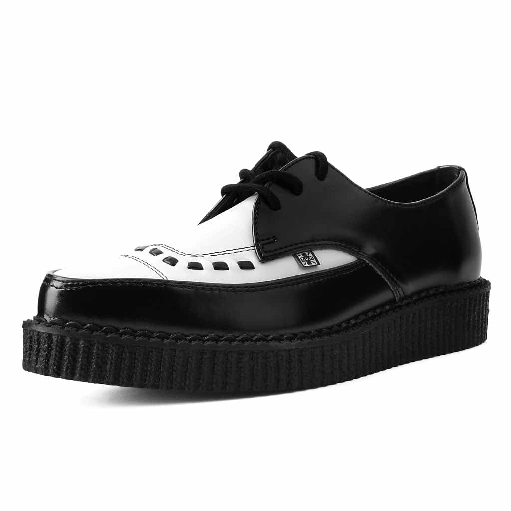 TUK Shoes Pointed Creeper Black & White Leather