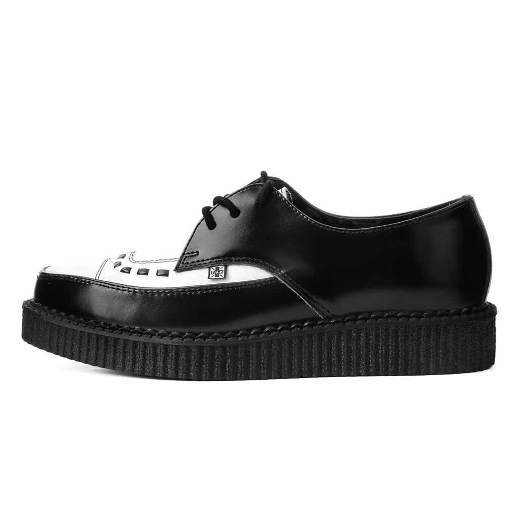 TUK Shoes Pointed Creeper Black & White Leather