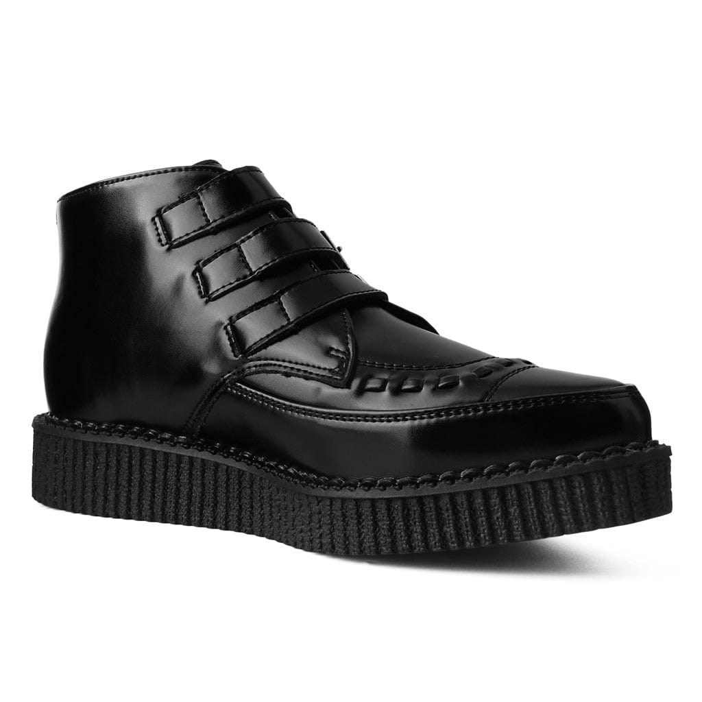 TUK Shoes Pointed Creeper 3 Buckle Boot Black Leather