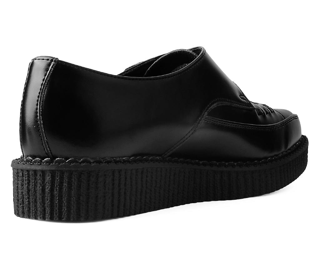 TUK Shoes Pointed Monk Buckle Creeper Black Leather