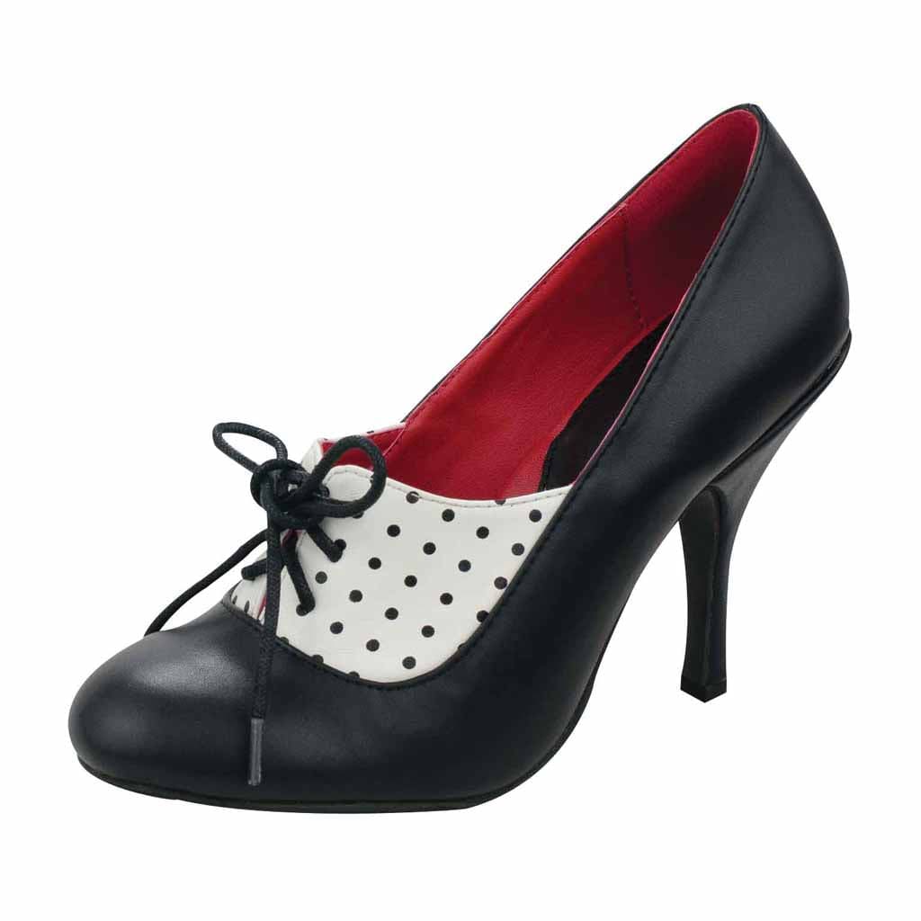 TUK Shoes Bombshell Heels Black / White Polka Dot