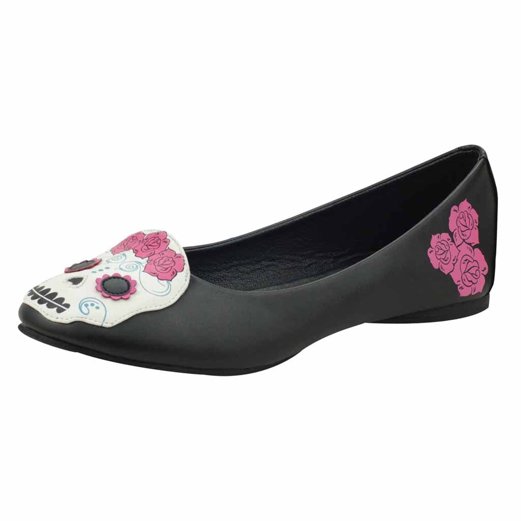 TUK Shoes Character Flat Black / White Day Of The Dead Skull