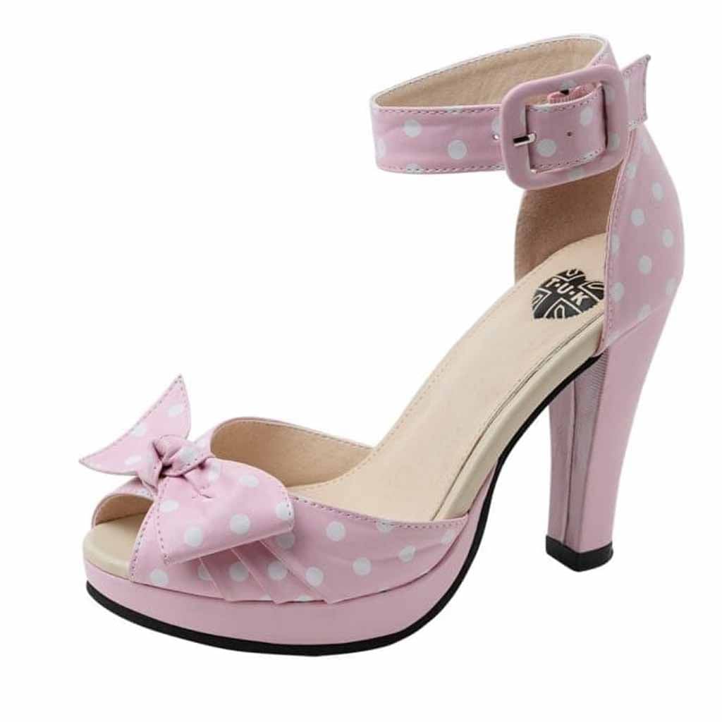TUK Shoes Starlet Heel Pink / White Polka Dot