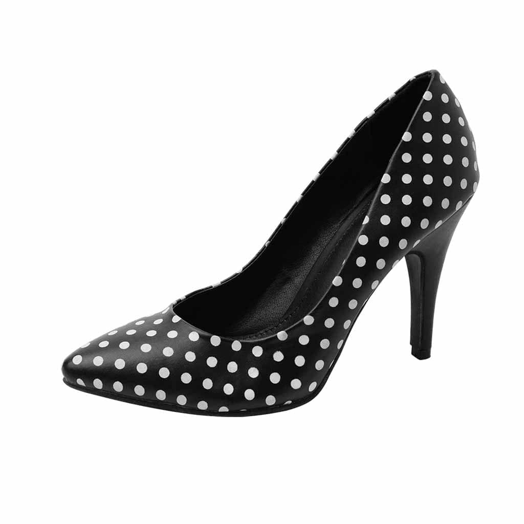 TUK Shoes Diana Heel Black / White Polka Dot