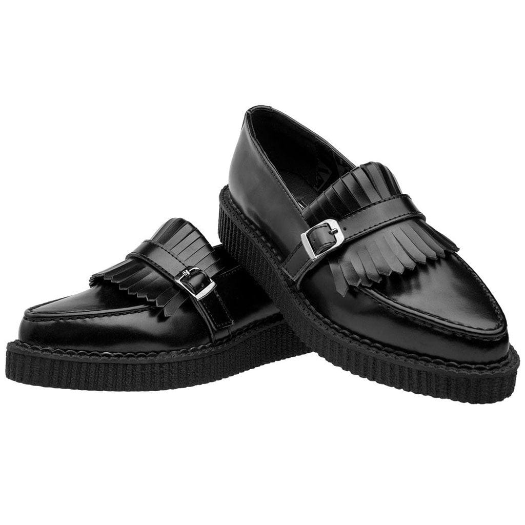 TUK Shoes Pointed Slip On Loafer Black Leather