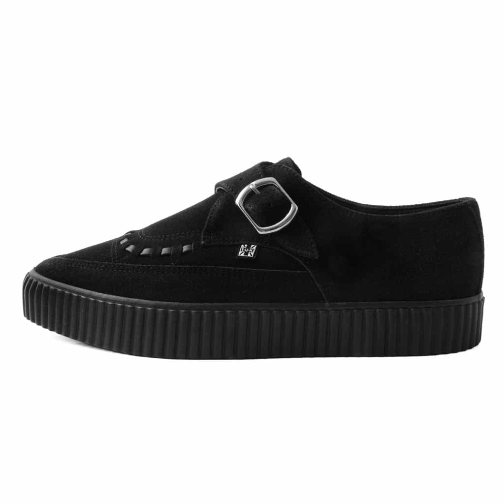 TUK Shoes Pointed Creeper Sneaker Monk Buckle Faux Suede