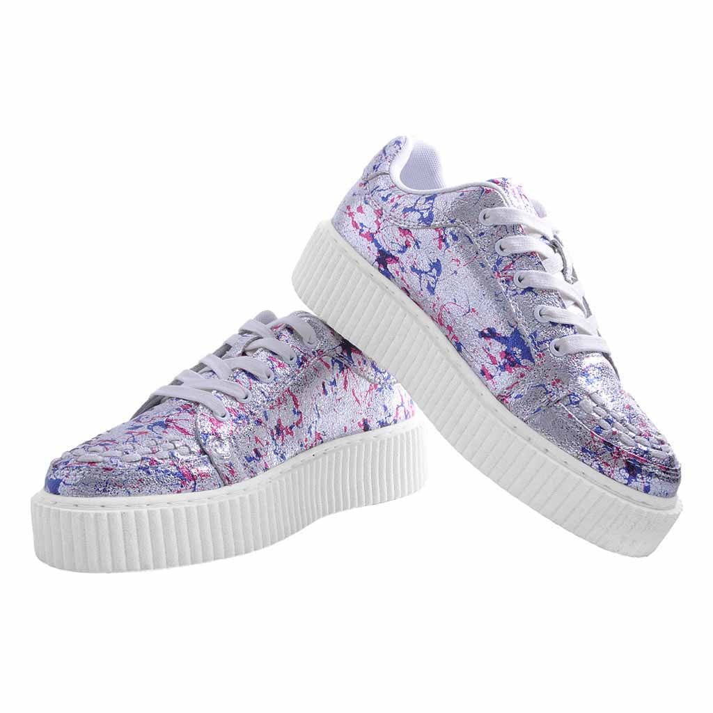 TUK Shoes Casbah Creeper Silver Multi Paint Splash Metallic