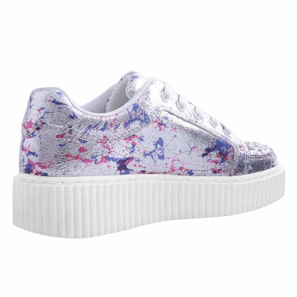 TUK Shoes Casbah Creeper Silver Multi Paint Splash Metallic