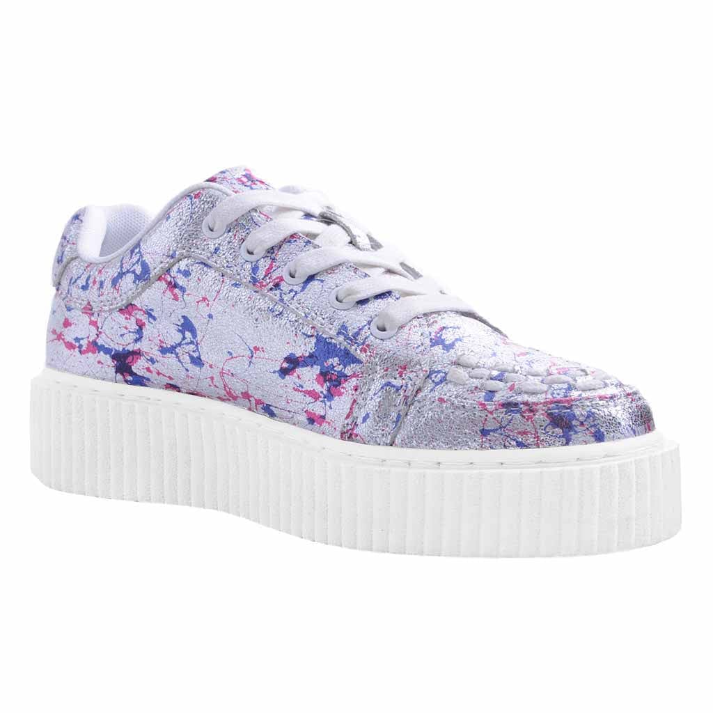 TUK Shoes Casbah Creeper Silver Multi Paint Splash Metallic