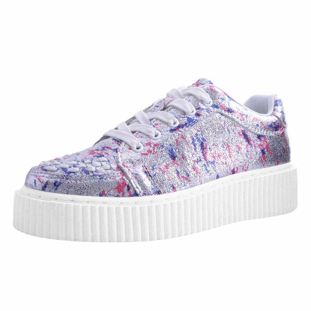 TUK Shoes Casbah Creeper Silver Multi Paint Splash Metallic