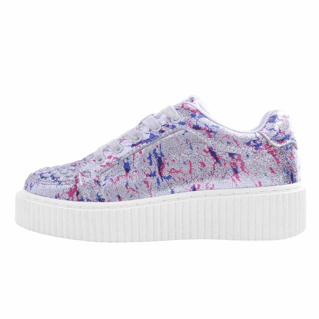 TUK Shoes Casbah Creeper Silver Multi Paint Splash Metallic