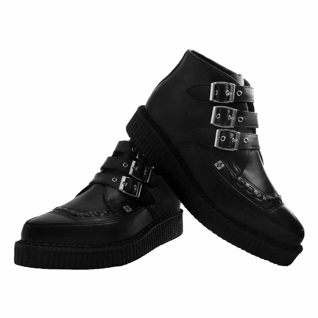 TUK Shoes Pointed Creeper 3-Buckle Boot Black TUKskin™