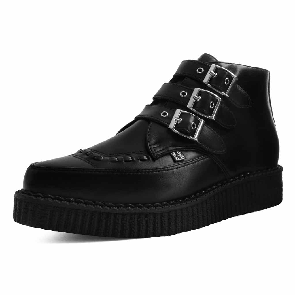 TUK Shoes Pointed Creeper 3-Buckle Boot Black TUKskin™