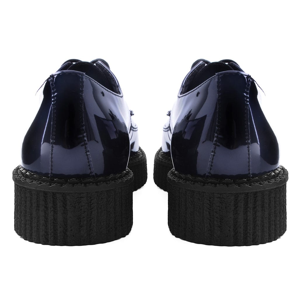 TUK Shoes Black Gas Patent Vegan Lace Up Pointed Creeper
