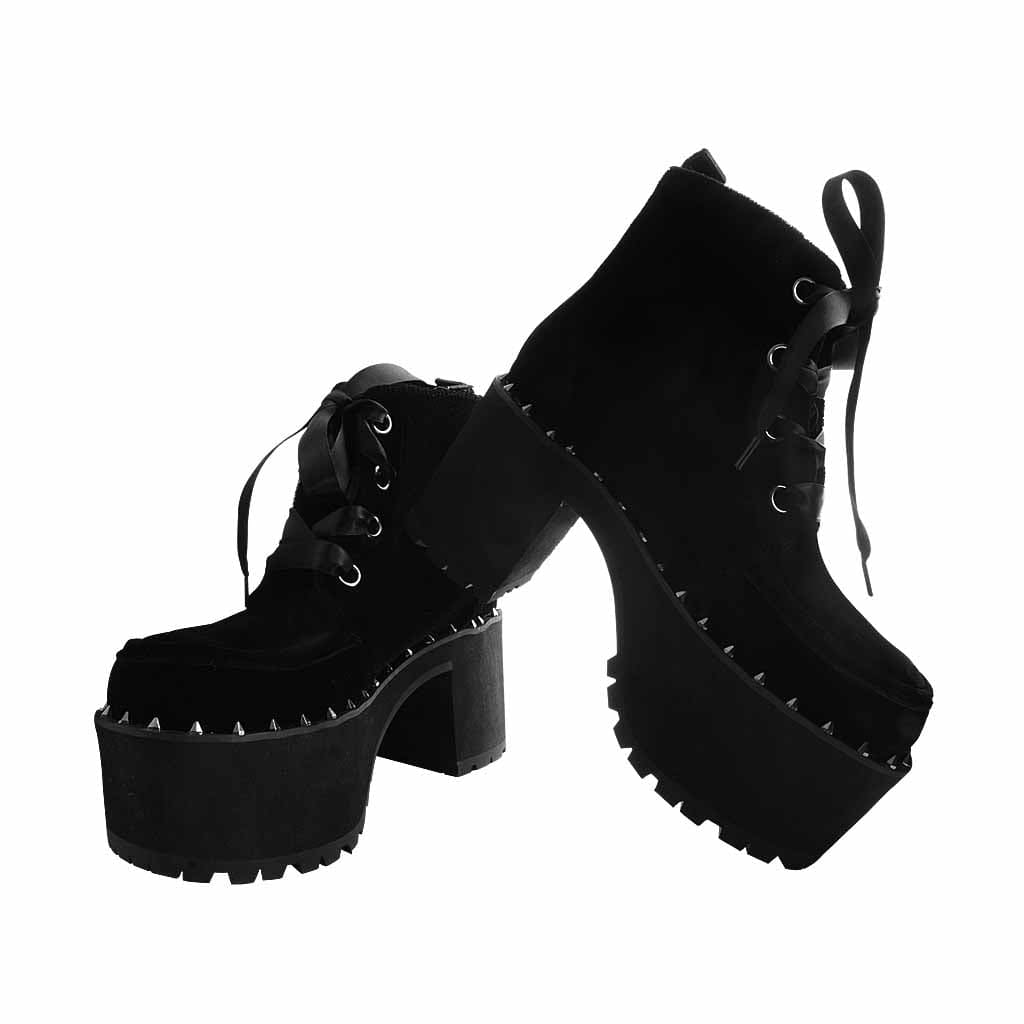 TUK Shoes Nosebleed Boot Black Velvet Spike Welt